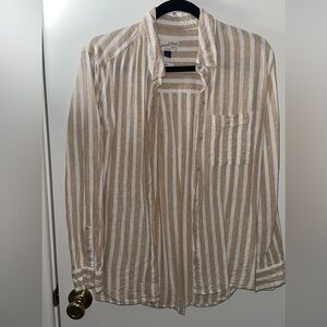 Tan and white button up shirt